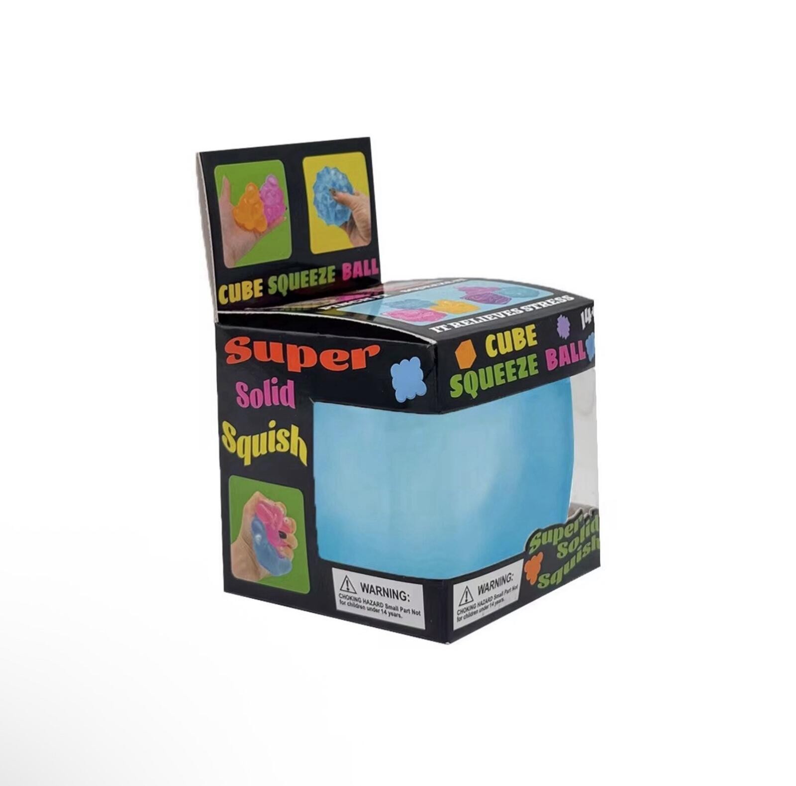 Super Solid Squish Cube Squeeze Ball Sensory Toy Blue 3+ Years