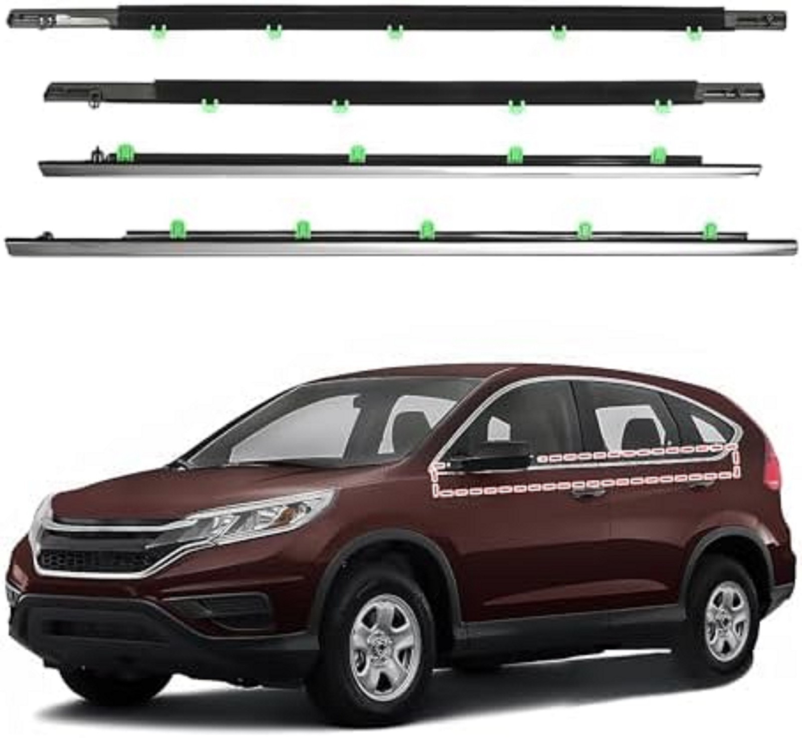 Window Molding Trim for 2012-2016 Honda CRV/CR-V,Chrome Outer Door Weather Strip