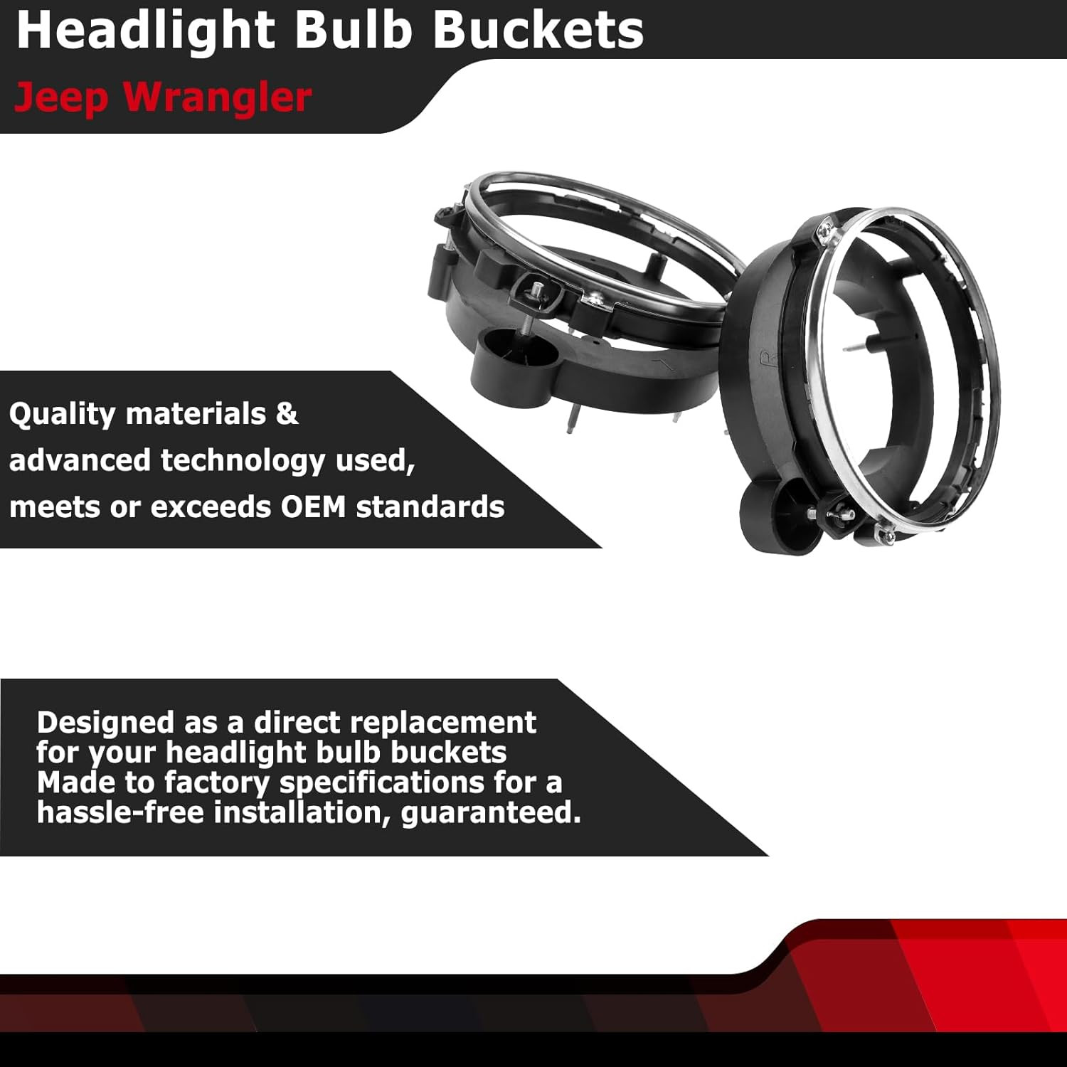 Jeep Wrangler Headlight Bulb Brackets Kit 1997-2006 – LH & RH Replacement