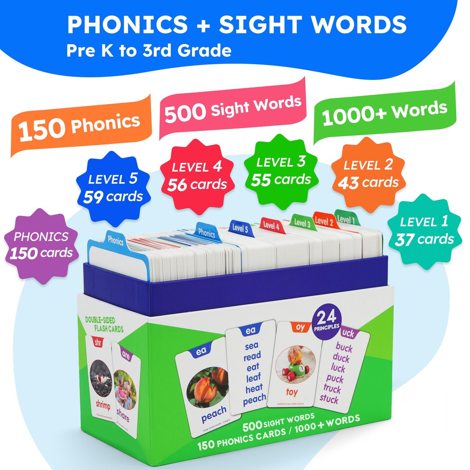 650 Sight Words & Phonics Flash Cards, Learn to Read CVC, Blends, Long Vowel …