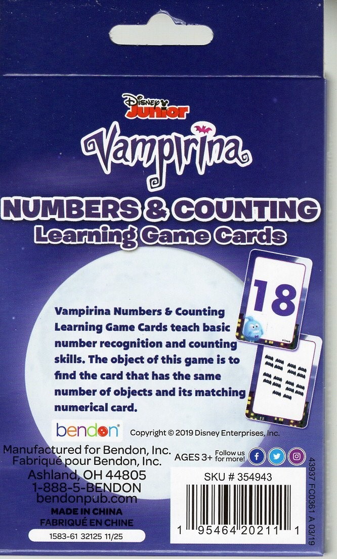 Disney Junior – Vampirina – Number &Counting – Learning Game Cards