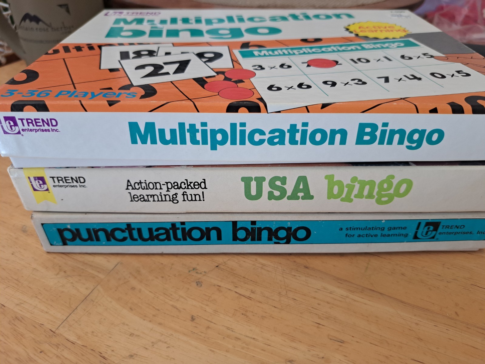LOT Of 3 Educational Bingo Games, USA, Punctuation, Multiplication homeschool