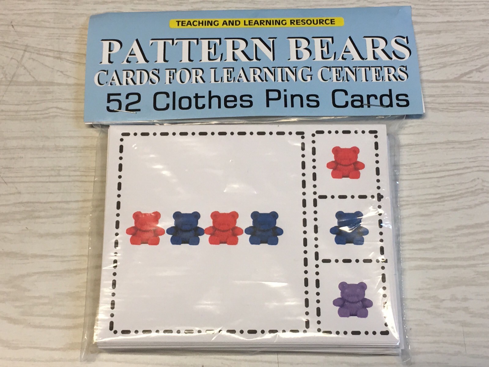 PATTERN BEAR COUNTERS – Flashcards for Preschool 52 Cards- Teaching supplies