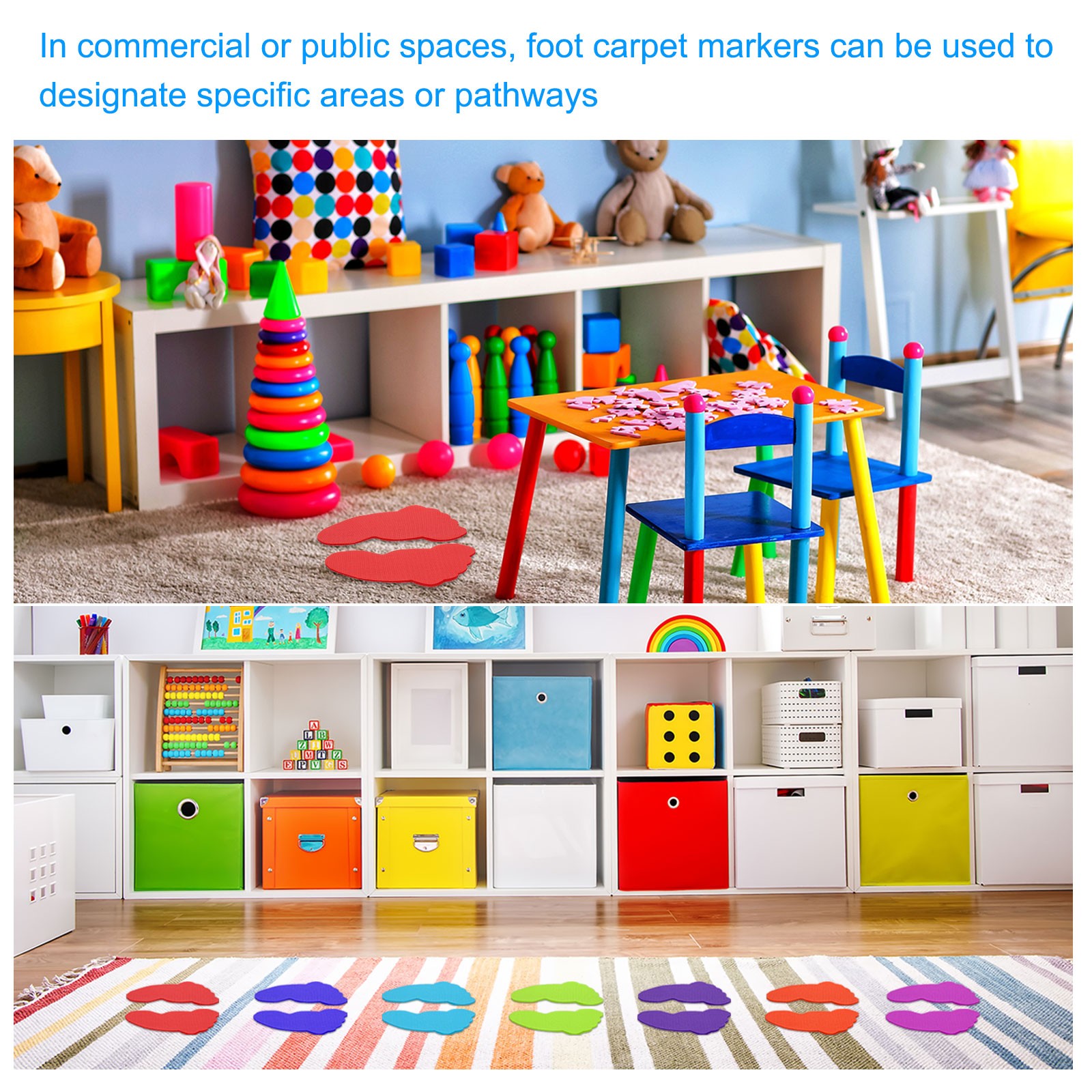 36 Pairs Foot Shaped Carpet Markers, Nylon Floor Spots Markers, Sky Blue