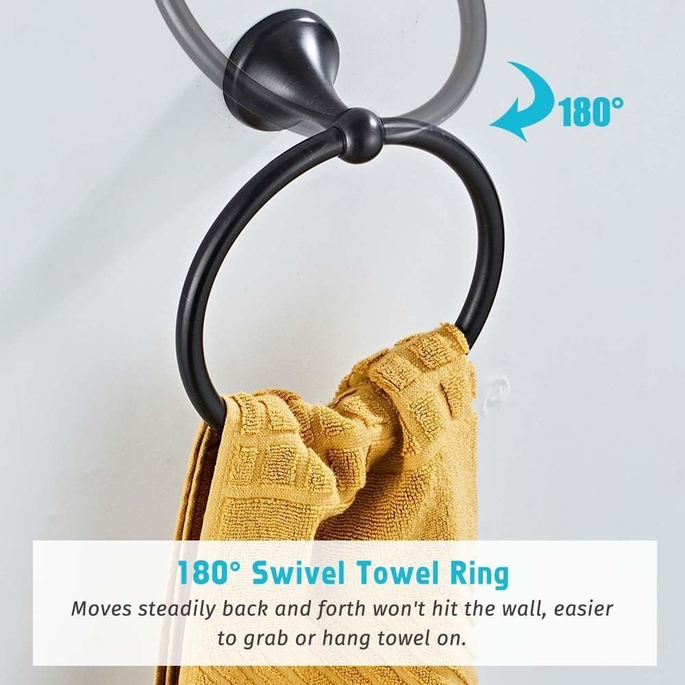4 Piece Bathroom Accessory Set(Adjustable Towel Bar, Towel Ring, Toilet Paper Ho