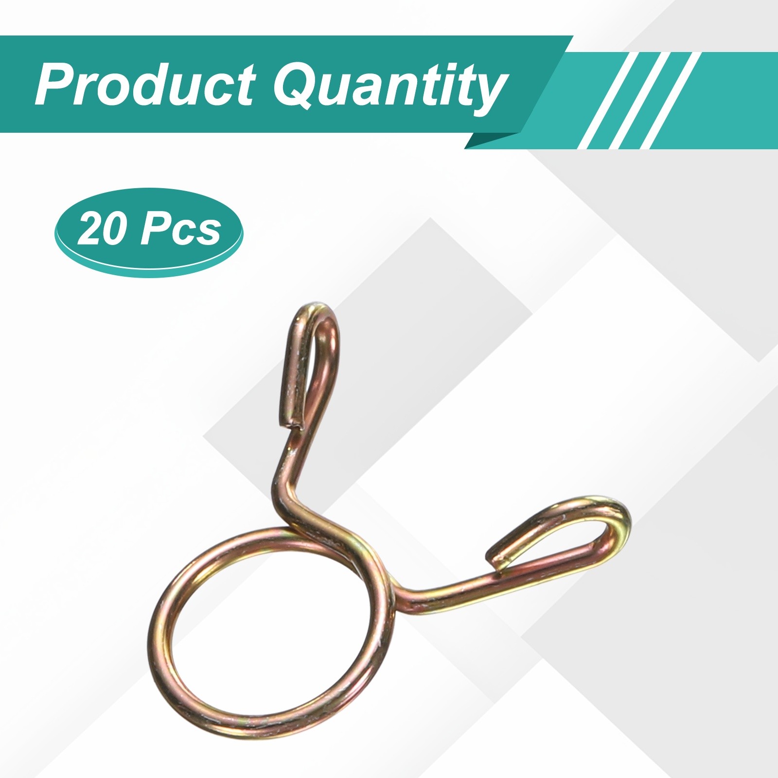 20Pcs 8mm ID 9.3mm OD Fuel Line Hose Clips 65Mn Spring Clips Clamps Gold