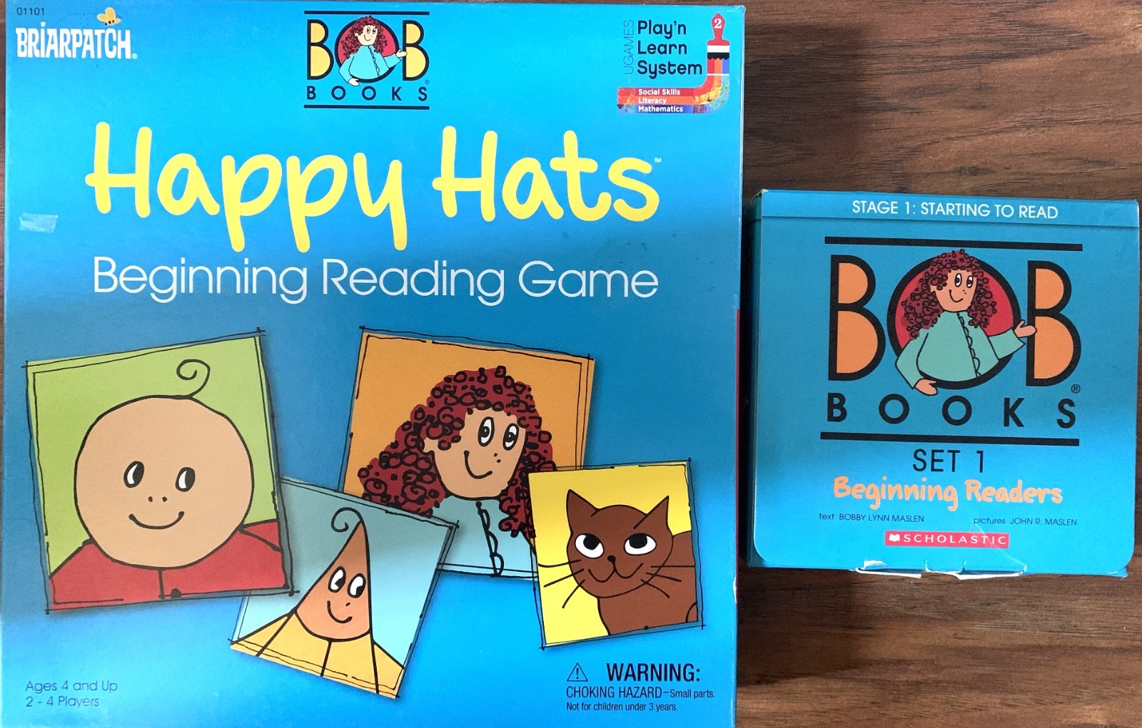 Bob Books Happy Hats Beginning Reading Game Briarpatch+Bob Books Set 1-12 Books