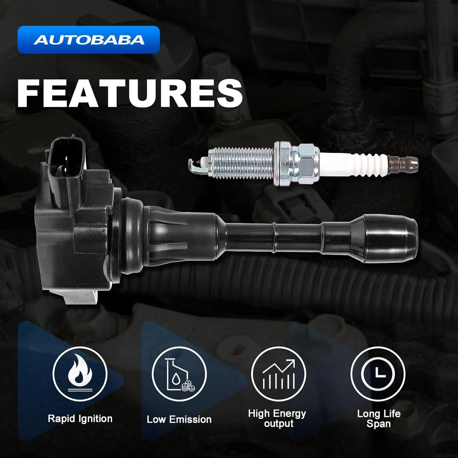 Set of 6 Ignition Coil Packs and Iridium Spark Plug Compatible with Nissan Infin