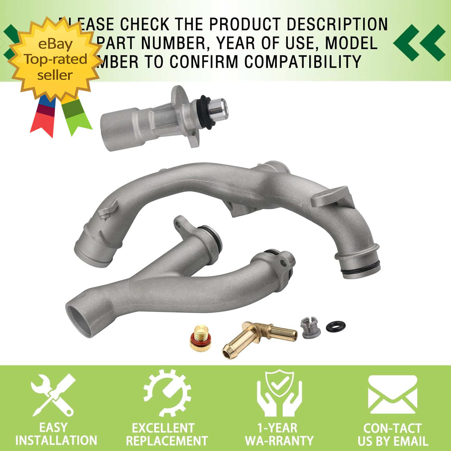 Aluminum Coolant Outlet Pipe Kit for 30L V6 50L V8 Engine Replacement Set