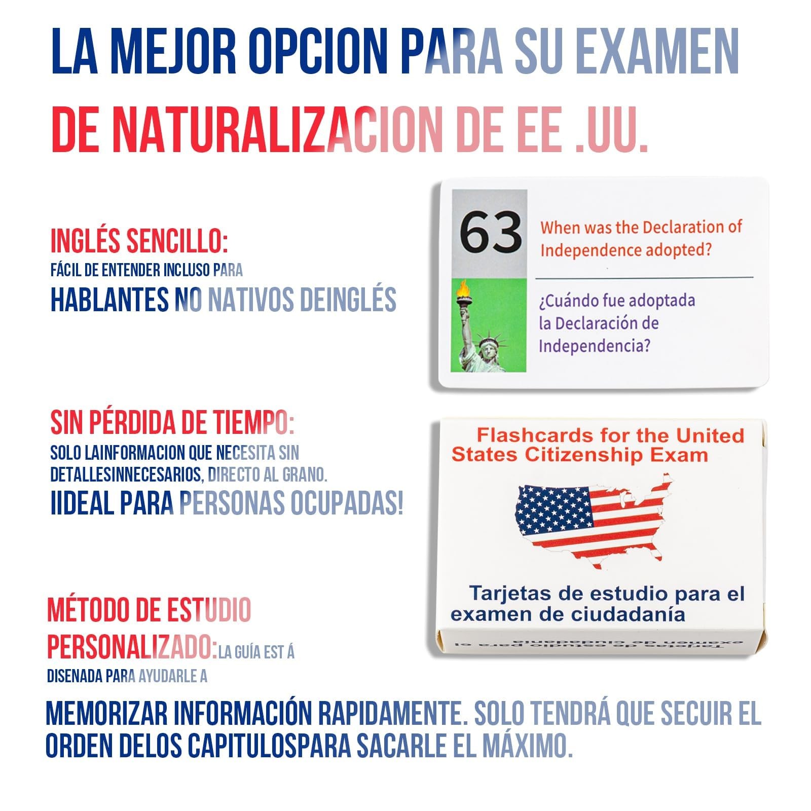 US Citizenship Flash Cards 2026 with Bilingual Booklet 100 cards, White