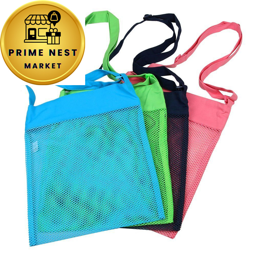 Colorful Mesh Beach Bags 11.4 x Adjustable size, Blue, Pink, Green, Black