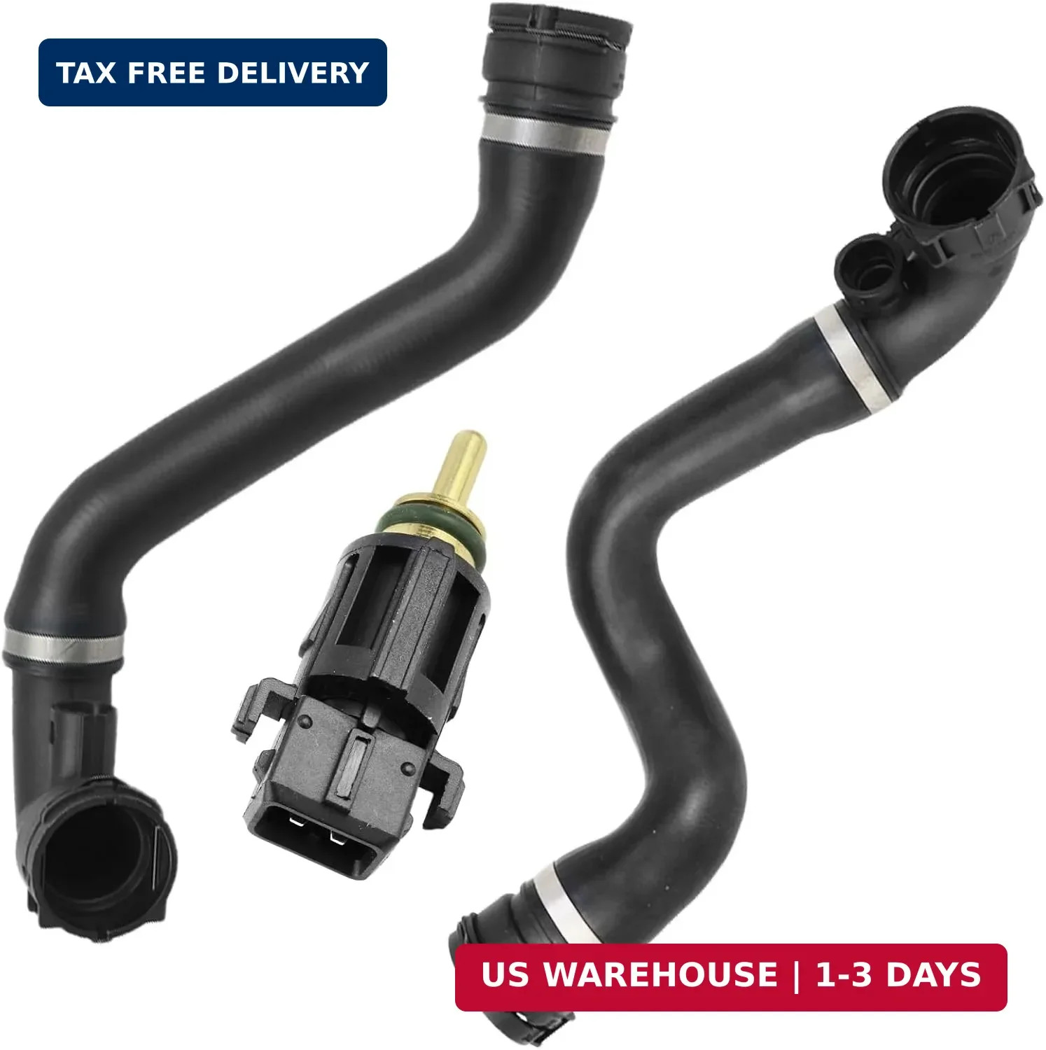 11537500733 Upper Radiator Coolant Hose Pipes 3-piece set Compatible with BMW X5