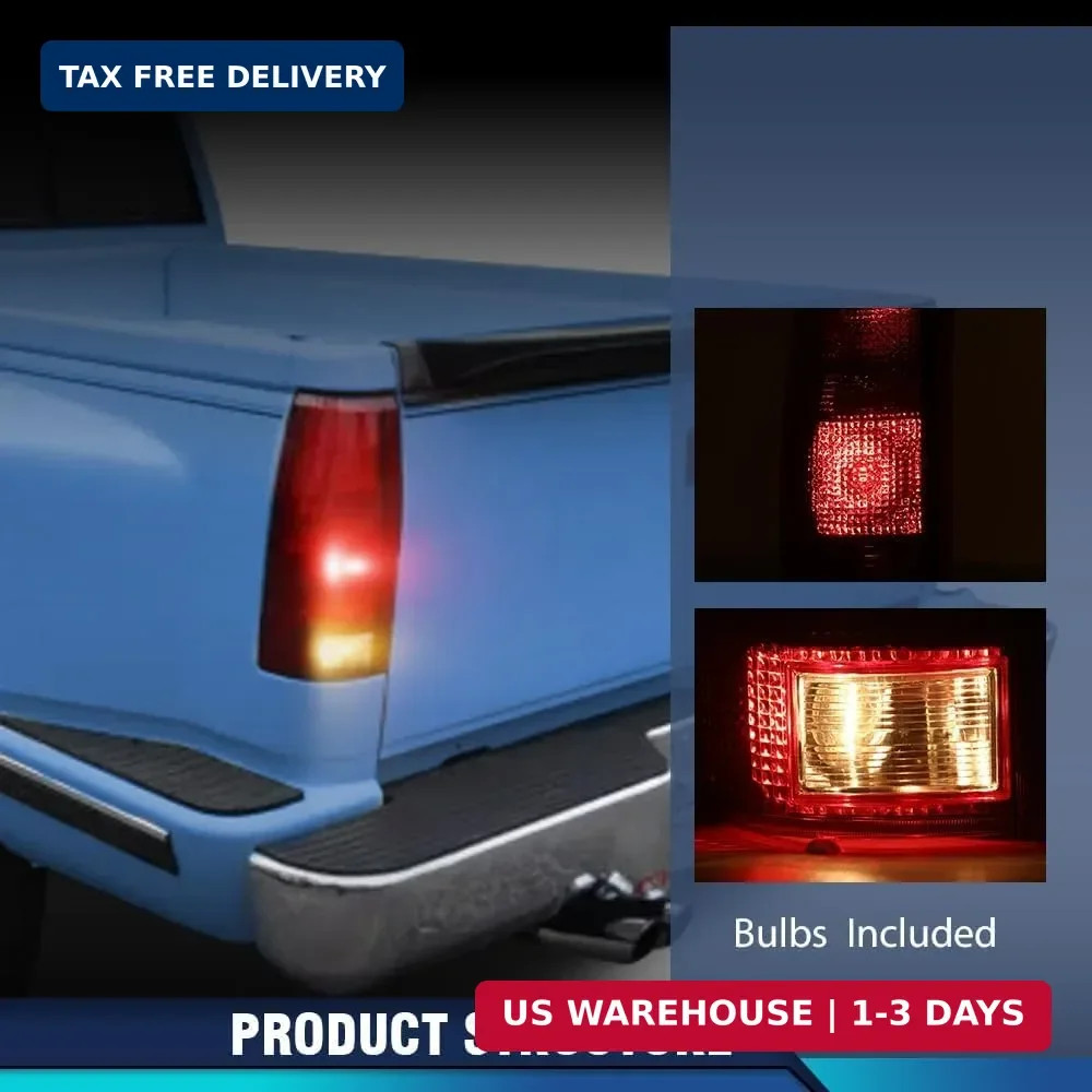 Tail Lights w/Connector Circuit Fit Silverado Sierra 1988-1999 Red-AMZ
