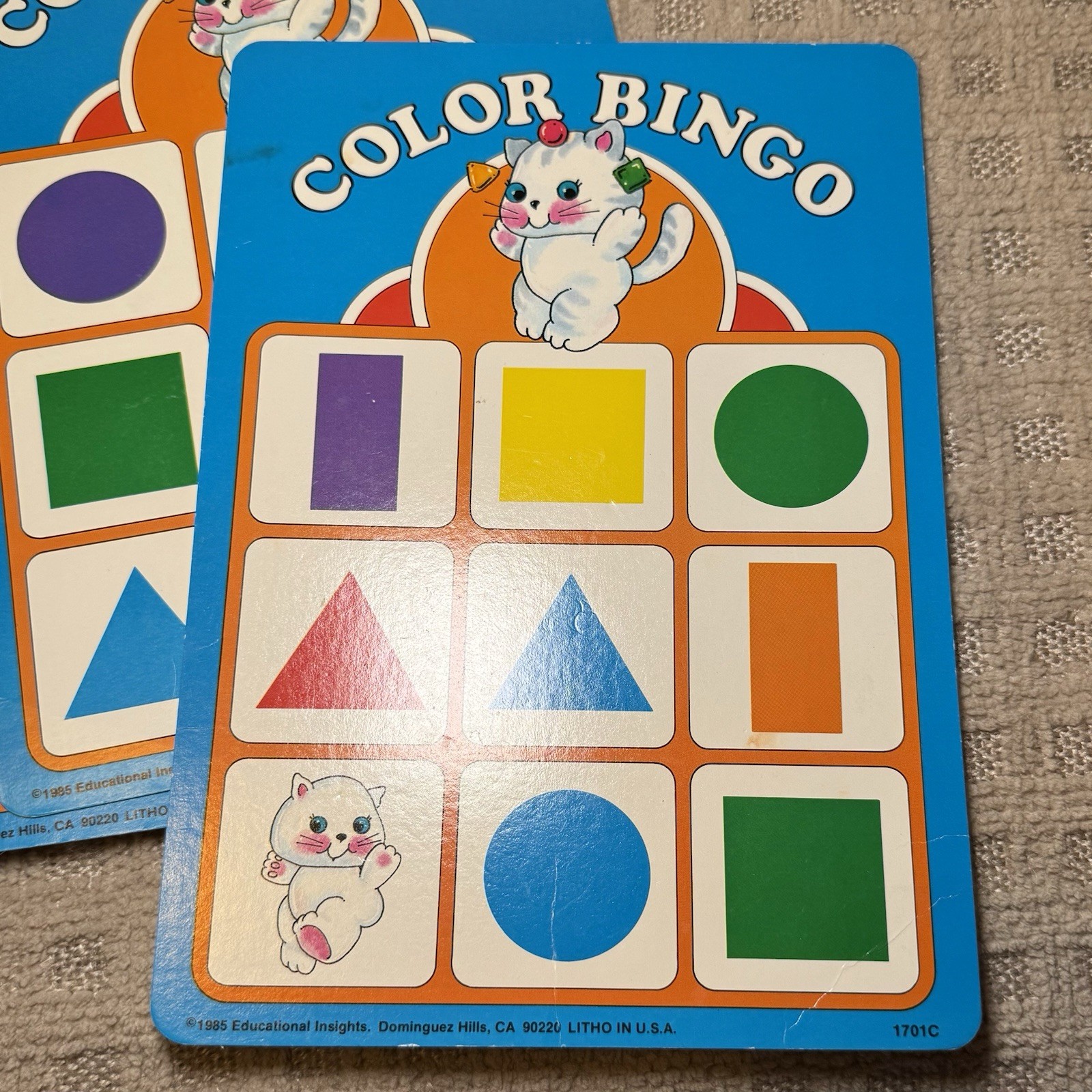 VTG 1985 Kitty Kat Color & Shape Bingo Game Fair Condition Replacement Pieces