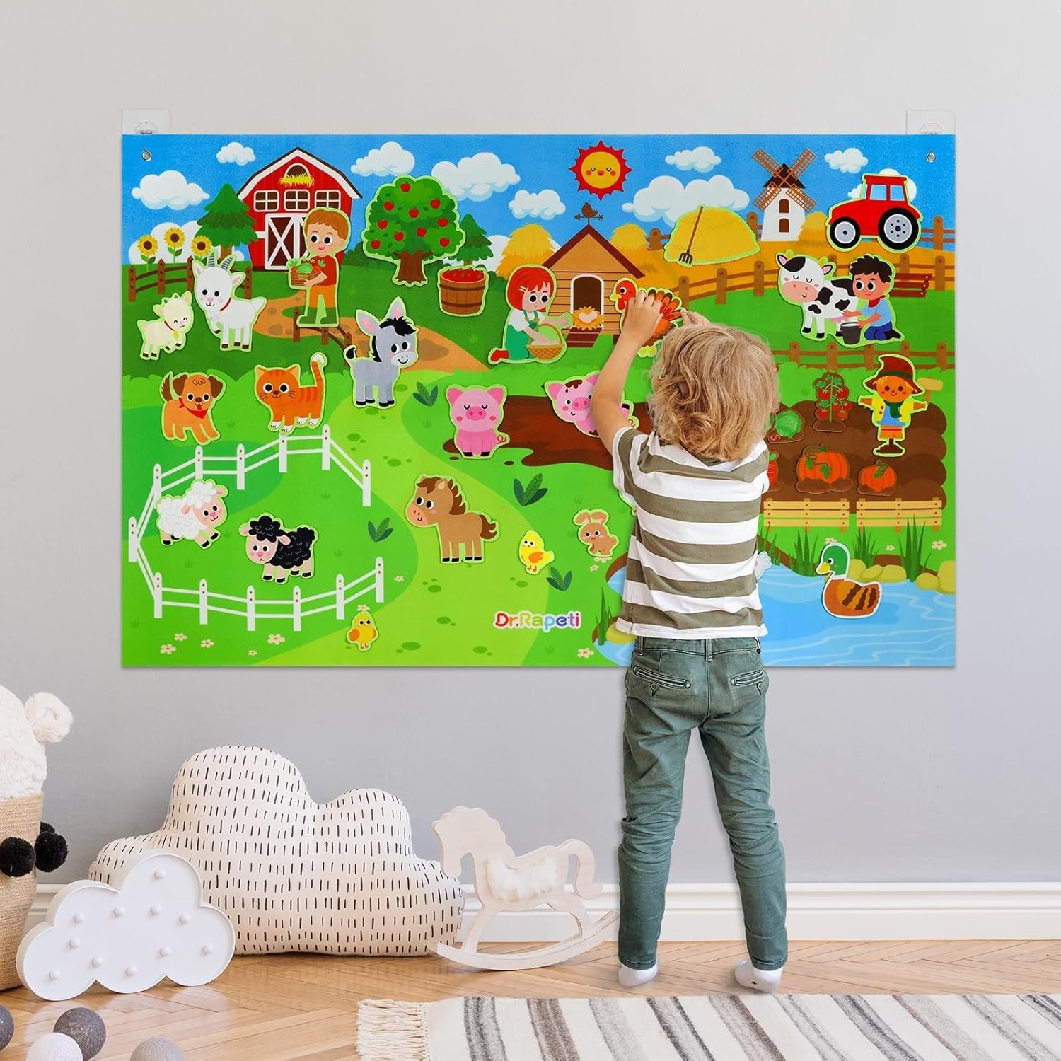 Farm Animals Felt Story Board Set 41PCS Preschool Farmhouse Barnyard Theme Bu…