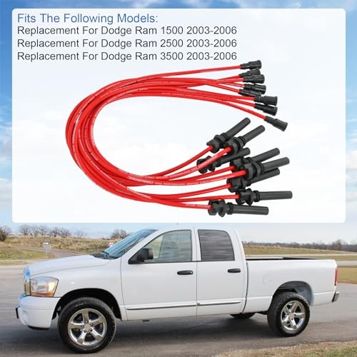 JDMSPEED Spark Plug Wire Set 8.5MM Red for Dodge Ram