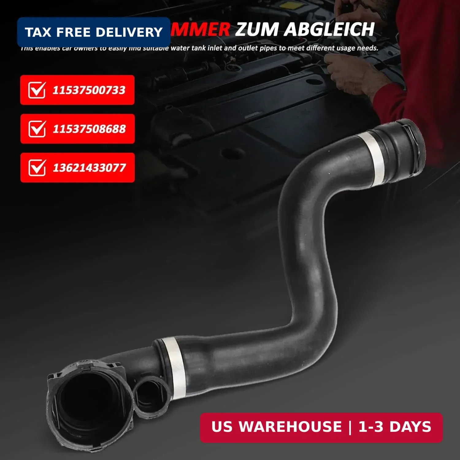 11537500733 Upper Radiator Coolant Hose Pipes 3-piece set Compatible with BMW X5